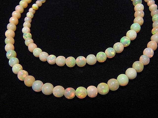 [Video] [One of a kind] High Quality Precious Opal AAAA Round 2.5-4.5mm Size Gradation Necklace NO.5