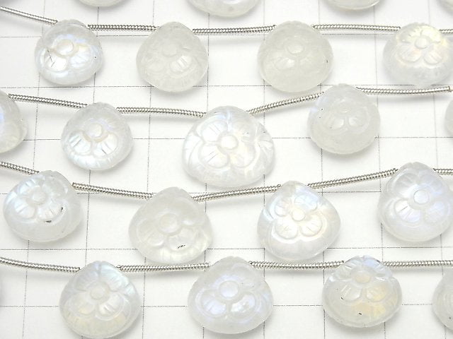 [Video] High Quality Rainbow Moonstone AAA- Carved Chestnut 1strand (5pcs)