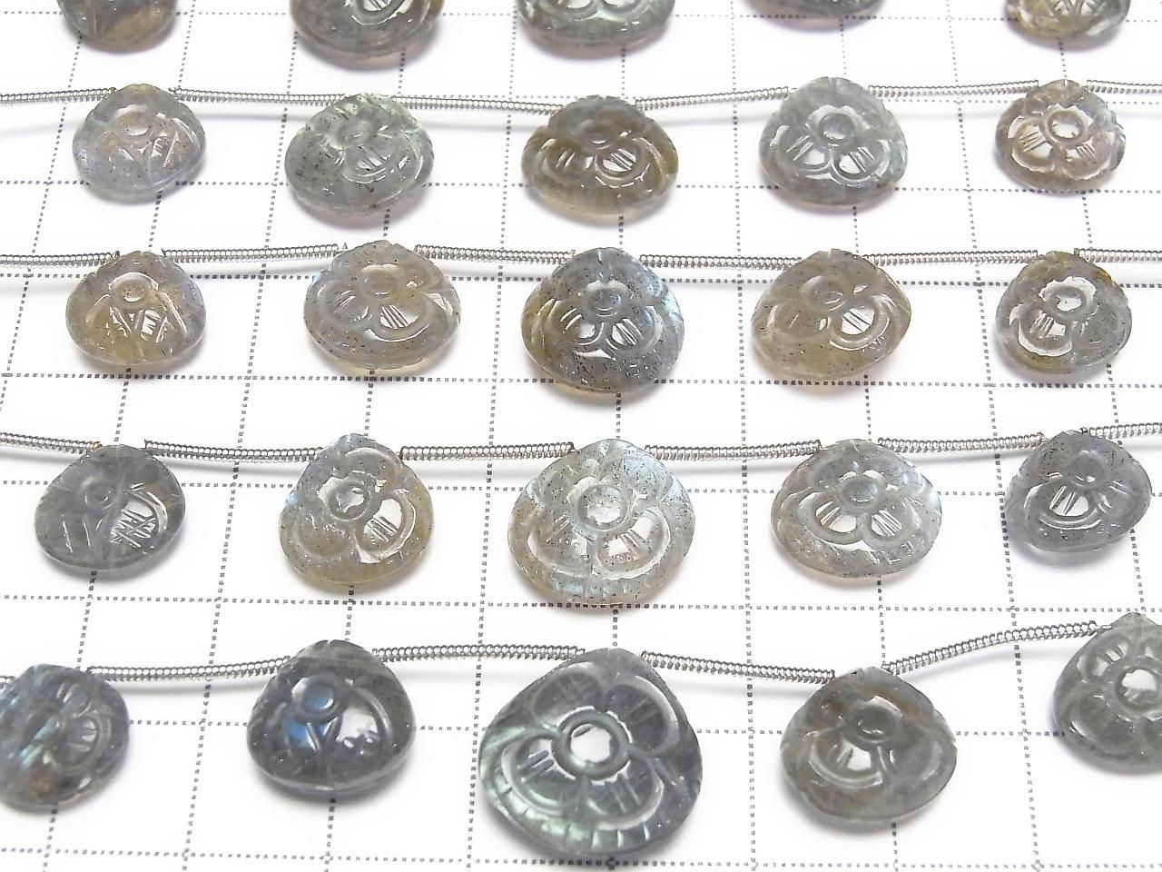 Labradorite AA++ Marron sculpté 1 rang de perles (5pcs)