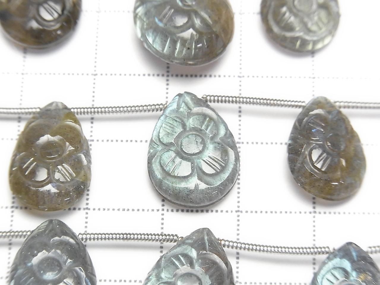 Labradorite AA++ perles taillées en forme de poire 1 fil (5 pièces)