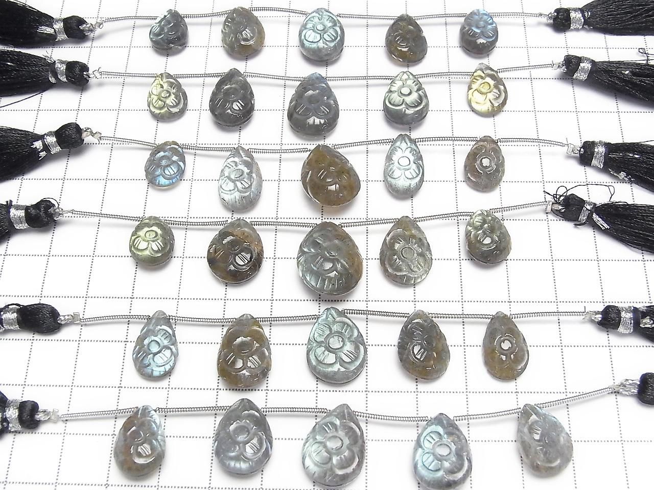 Labradorite AA++ perles taillées en forme de poire 1 fil (5 pièces)