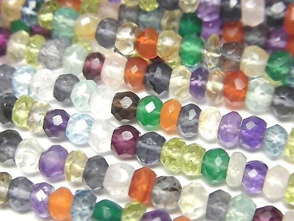[Video]Mixed Stone AA++ Faceted Button Rondelle 1strand beads (aprx.12inch/30cm)