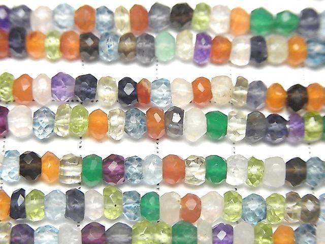 [Video]Mixed Stone AA++ Faceted Button Rondelle 1strand beads (aprx.12inch/30cm)