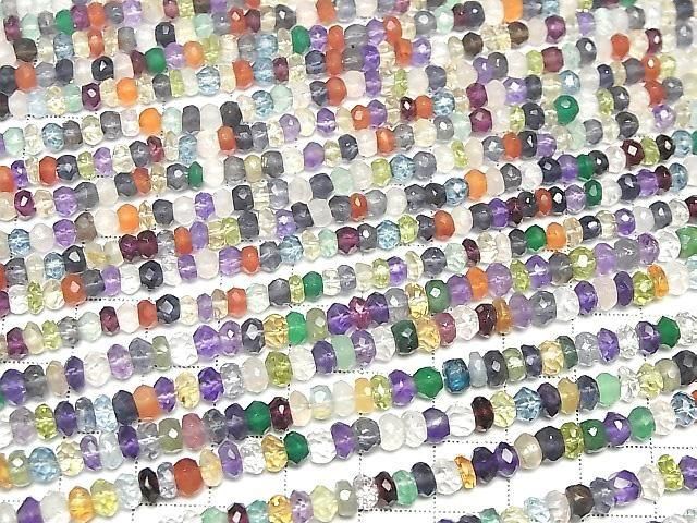 [Video]Mixed Stone AA++ Faceted Button Rondelle 1strand beads (aprx.12inch/30cm)