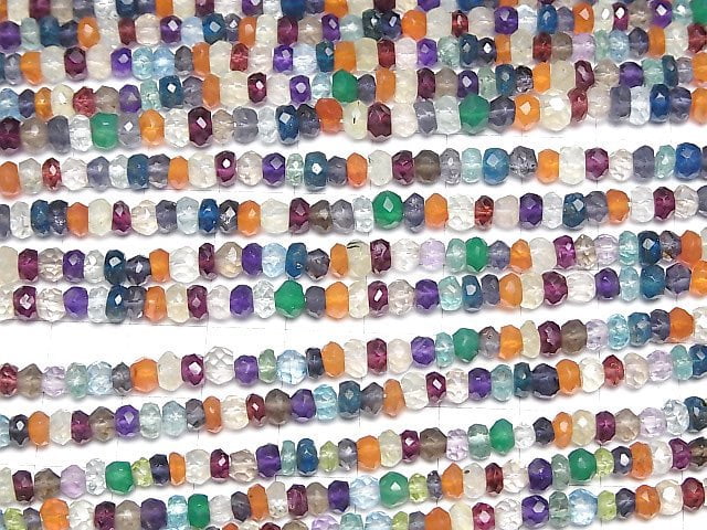 [Video]Mixed Stone AA++ Faceted Button Roundel 1strand beads (aprx.14inch/34cm)