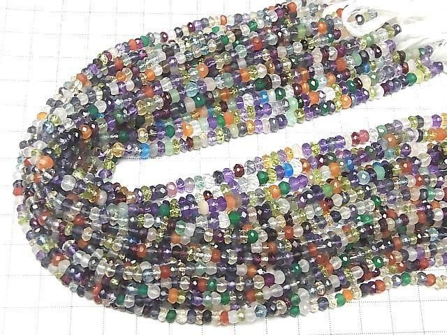 [Video]Mixed Stone AA++ Faceted Button Rondelle 1strand beads (aprx.12inch/30cm)