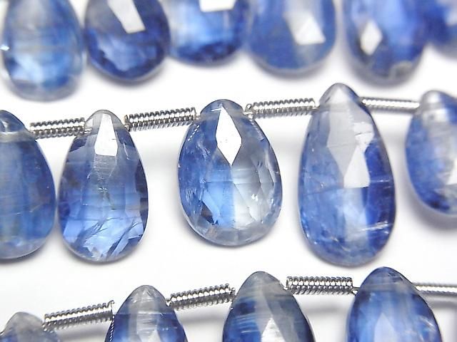 [Video] Kyanite AA++ Pear-shaped Faceted Briolette half or 1-strand beads (approx. 7 inches/18 cm)