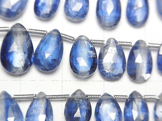 [Video] Kyanite AA++ Pear-shaped Faceted Briolette half or 1-strand beads (approx. 7 inches/18 cm)