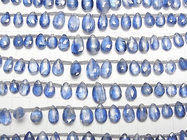 [Video] Kyanite AA++ Pear-shaped Faceted Briolette half or 1-strand beads (approx. 7 inches/18 cm)