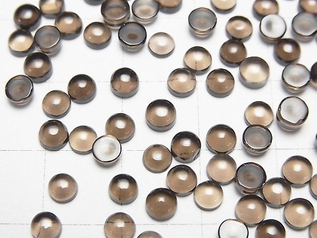 [Video] High Quality Smoky Quartz AAA Round Cabochon 4x4mm 10pcs