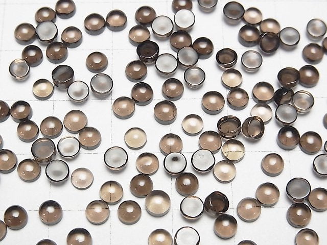 [Video] High Quality Smoky Quartz AAA Round Cabochon 4x4mm 10pcs