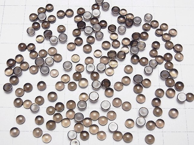 [Video] High Quality Smoky Quartz AAA Round Cabochon 4x4mm 10pcs