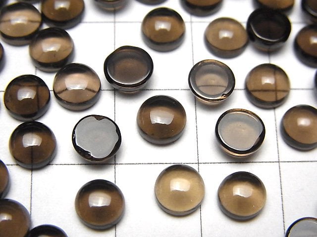 [Video]High Quality Smoky Quartz AAA Round Cabochon 6x6mm 10pcs