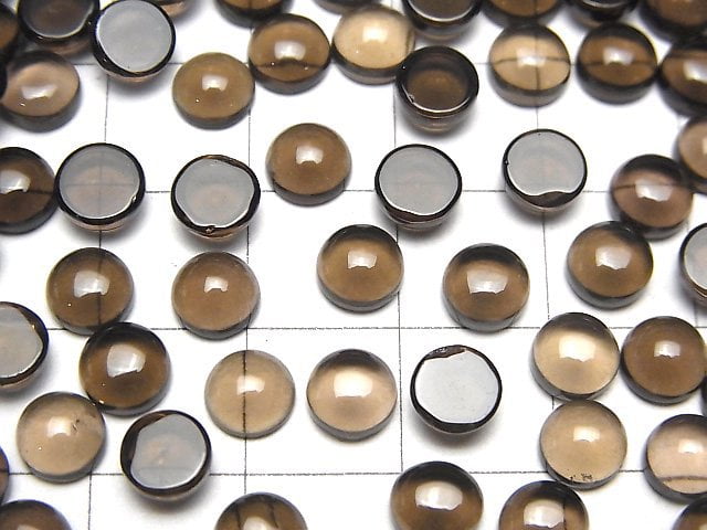 [Video]High Quality Smoky Quartz AAA Round Cabochon 6x6mm 10pcs