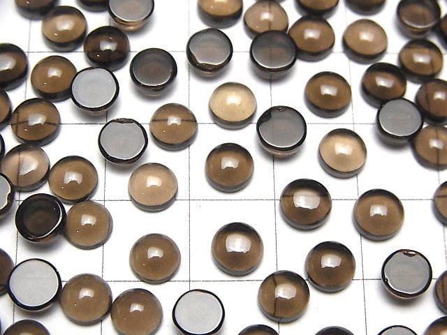 [Video]High Quality Smoky Quartz AAA Round Cabochon 6x6mm 10pcs