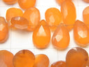 [Video] High Quality Carnelian AAA- Pear shape Faceted Briolette half or 1strand beads (aprx.7inch / 18cm)