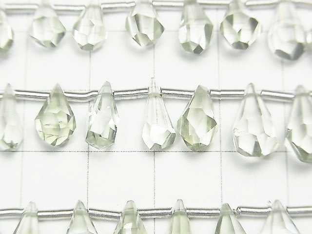 [Video] High Quality Green Amethyst AAA Rough Drop Faceted Briolette half or 1strand beads (aprx.6inch / 16cm)