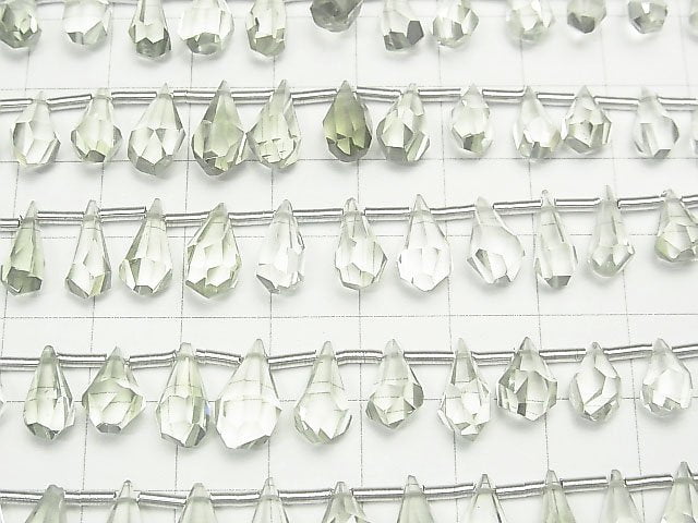 [Video] High Quality Green Amethyst AAA Rough Drop Faceted Briolette half or 1strand beads (aprx.6inch / 16cm)