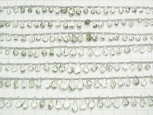 [Video] High Quality Green Amethyst AAA Rough Drop Faceted Briolette half or 1strand beads (aprx.6inch / 16cm)