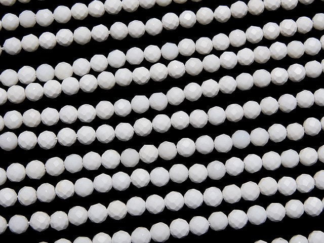 High Quality! White Onyx AAA 32Faceted Round 4mm half or 1strand beads (aprx.15inch / 36cm)