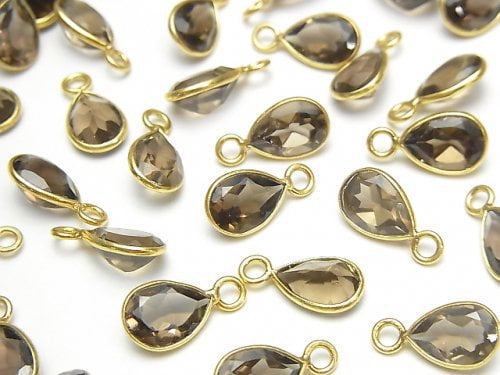 Bezel Setting, Pear Shape, Smoky Quartz Gemstone Beads