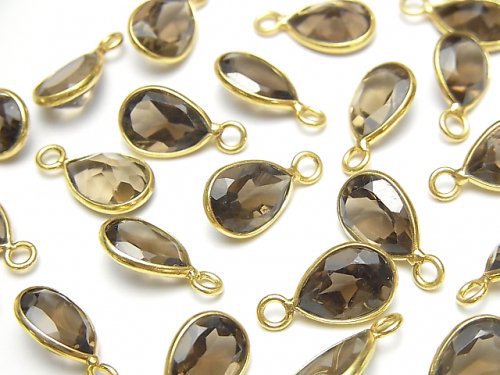 Bezel Setting, Pear Shape, Smoky Quartz Gemstone Beads