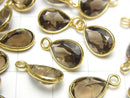 [Video] High Quality Smoky Quartz AAA- Bezel Setting Pear shape Faceted 10x7mm 18KGP 5pcs
