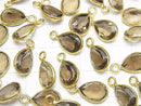 [Video] High Quality Smoky Quartz AAA- Bezel Setting Pear shape Faceted 10x7mm 18KGP 5pcs