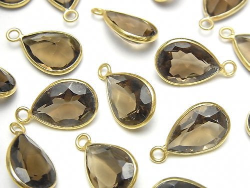 Bezel Setting, Pear Shape, Smoky Quartz Gemstone Beads