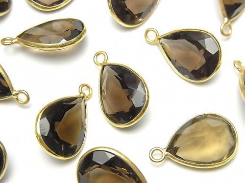 Bezel Setting, Pear Shape, Smoky Quartz Gemstone Beads