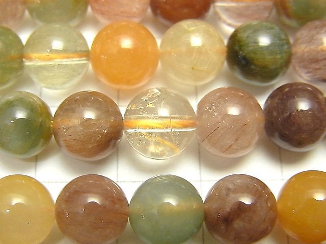 [Video] Multicolor Rutilated Quartz AAA Round 8mm half or 1strand beads (aprx.15inch / 36cm)