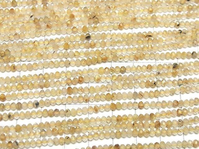 [Video]High Quality! Rutilated Quartz AA++ Faceted Button Rondelle 3x3x2mm 1strand beads (aprx.15inch/37cm)