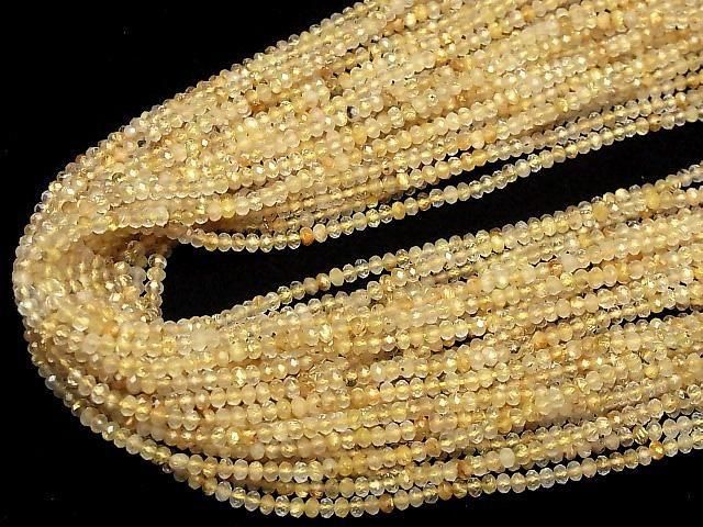 [Video]High Quality! Rutilated Quartz AA++ Faceted Button Rondelle 3x3x2mm 1strand beads (aprx.15inch/37cm)