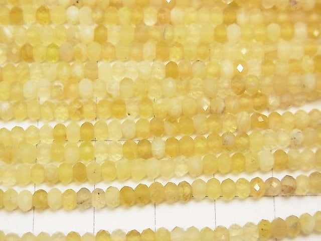 [Video] High Quality! Yellow Opal AA++ Faceted Button Roundel 3.5x3.5x2mm 1strand beads (aprx.15inch / 38cm)