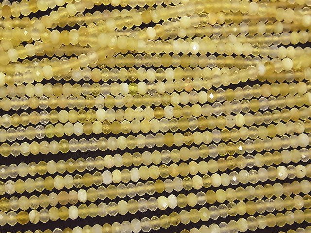 [Video] High Quality! Yellow Opal AA++ Faceted Button Rondelle 3.5x3.5x2mm 1strand beads (aprx.15inch / 38cm)