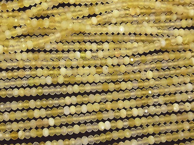 [Video] High Quality! Yellow Opal AA++ Faceted Button Roundel 3.5x3.5x2mm 1strand beads (aprx.15inch / 38cm)