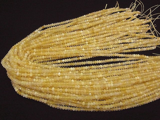 [Video] High Quality! Yellow Opal AA++ Faceted Button Rondelle 3.5x3.5x2mm 1strand beads (aprx.15inch / 38cm)