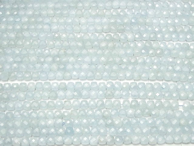 [Video] High Quality! Aquamarine AA++ Cube Shape 5x5x5mm half or 1strand beads (aprx.15inch / 37cm)