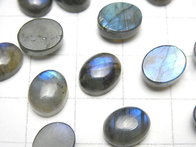 [Video] Blue Labradorite AA++ Oval Cabochon 10x8mm 3pcs