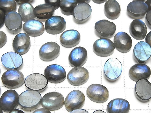 [Video] Blue Labradorite AA++ Oval Cabochon 10x8mm 3pcs