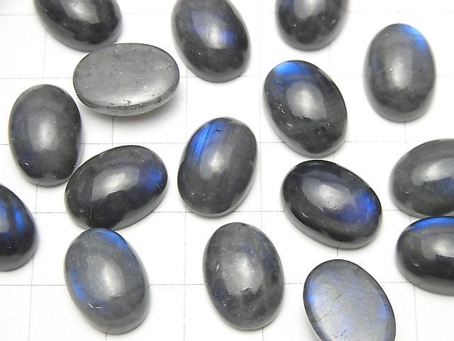 [Video] Blue Labradorite AA++ Oval Cabochon 14x10mm 2pcs