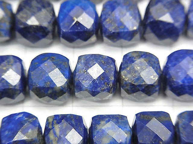 High Quality!  Lapislazuli AA+ Cube Shape 8.5x8.5x8.5mm half or 1strand beads (aprx.15inch/37cm)