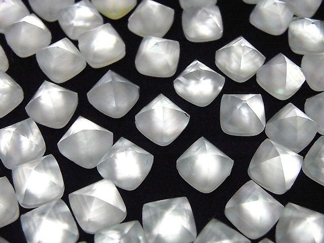 [Video] White Shell x Crystal AAA Sugarloaf Cut 8x8mm 2pcs