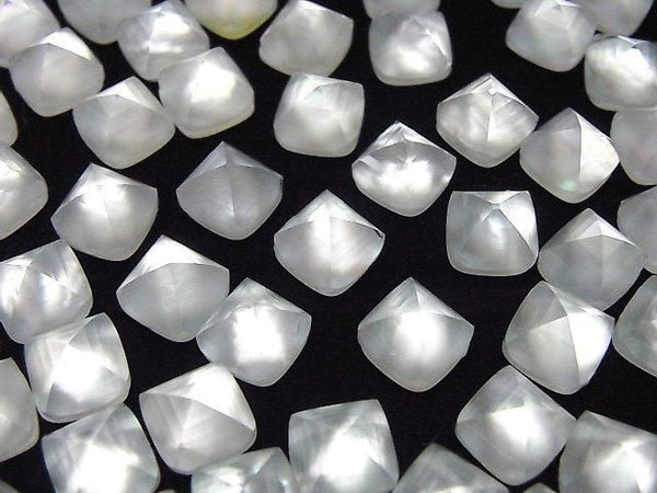 [Video] White Shell x Crystal AAA Sugarloaf Cut 8x8mm 2pcs