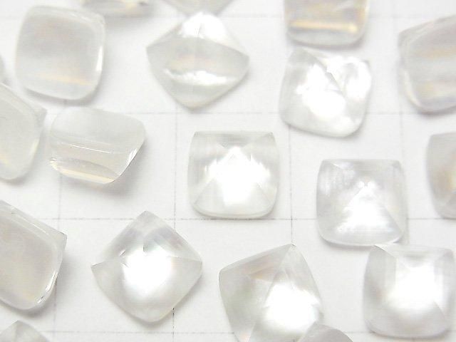 [Video] White Shell x Crystal AAA Sugarloaf Cut 8x8mm 2pcs