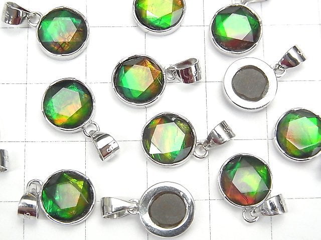 [Video]High Quality Canadian Ammolite AAA Hexagram Pendant 9x9x3mm Silver925 1pc