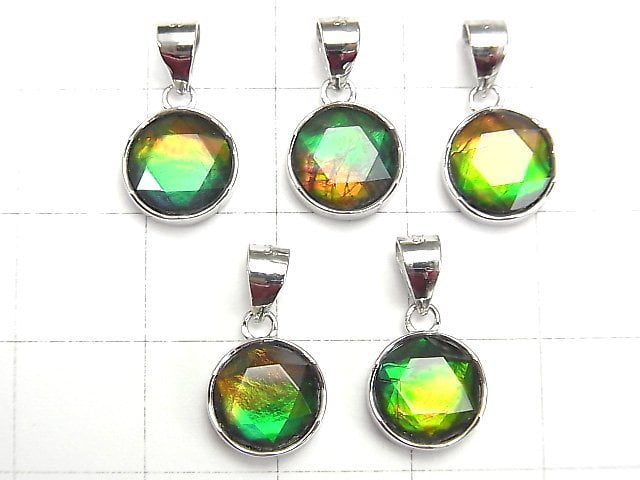 [Video]High Quality Canadian Ammolite AAA Hexagram Pendant 9x9x3mm Silver925 1pc