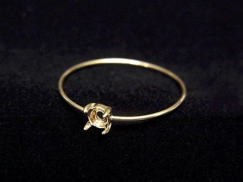 [K10 Yellow Gold] Ring Frame (Prong Setting) Round Cabochon 3mm 1pc [Japan]