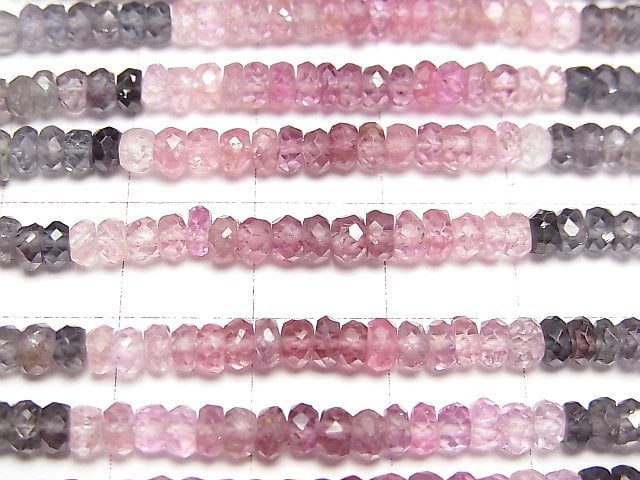 [Video]High Quality Multi-colorSpinel AAA Faceted Button Roundel 3.5x3.5x2mm half or 1strand (aprx.14inch/34cm)