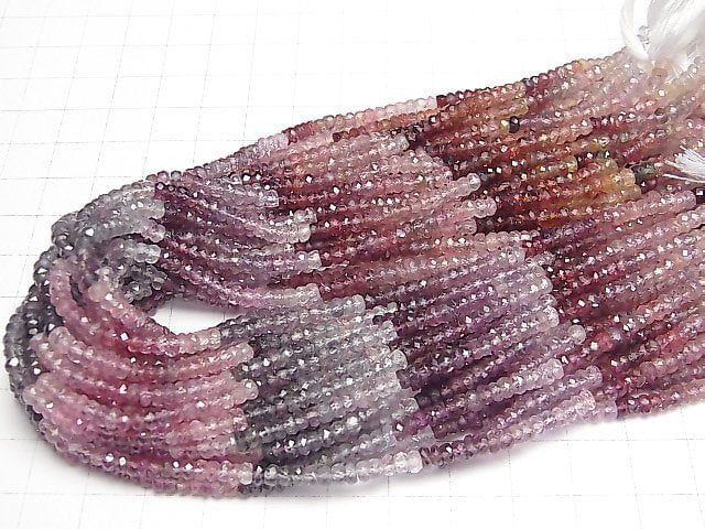 [Video]High Quality Multi-colorSpinel AAA Faceted Button Rondelle 3.5x3.5x2mm half or 1strand (aprx.14inch/34cm)